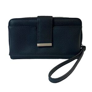 4/$24 Gang‎ Tang Leather Black Long Bifold Wallet Wristlet